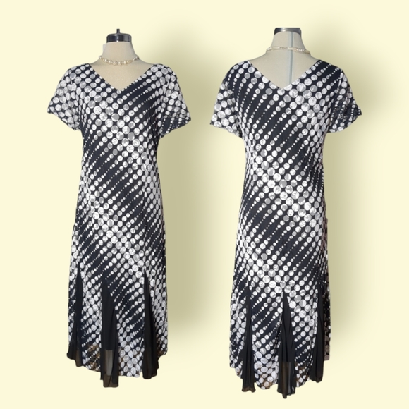 *New* MACCINE Luxury Black and White Polka Dot Dress Size XL - Picture 2 of 15